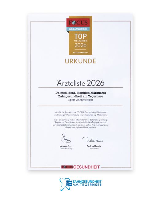 Focus Urkunde Sportzahnmedizin 2026
