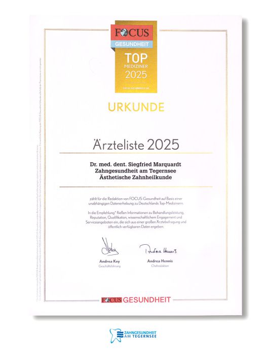 Focus Urkunde Ästhetische Zahnheilkunde 2025