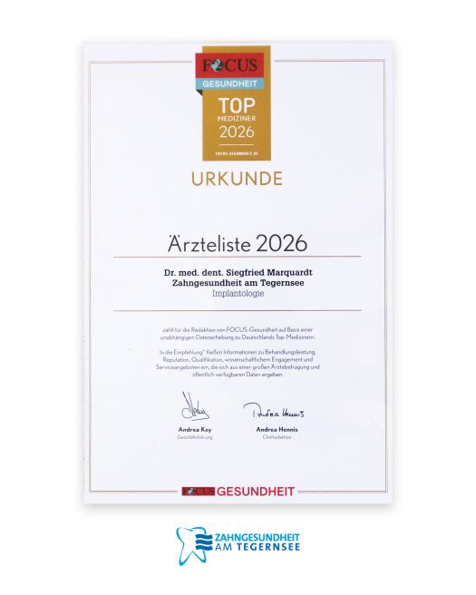 Focus Urkunde Implantologie 2026