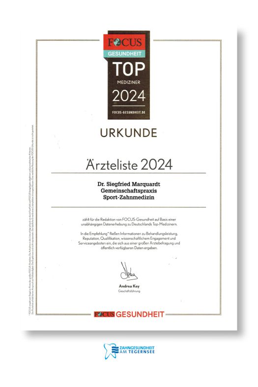 Focus Urkunde Sportzahnmedizin 2024